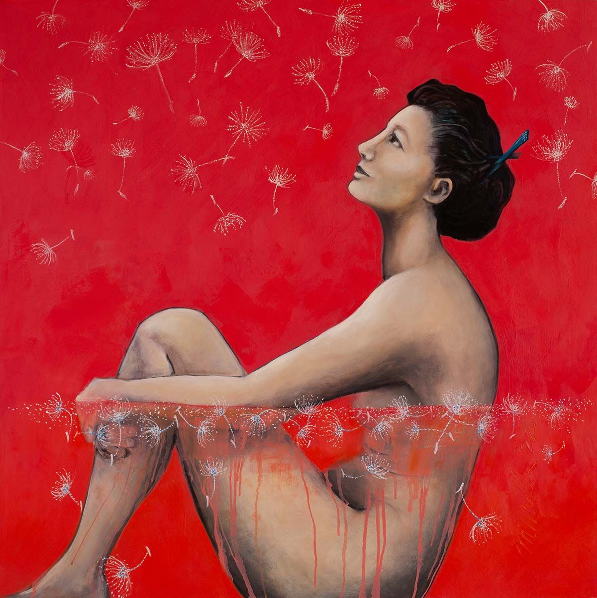Figurative painting by Michelle Miller named Drenched in Wonderment
