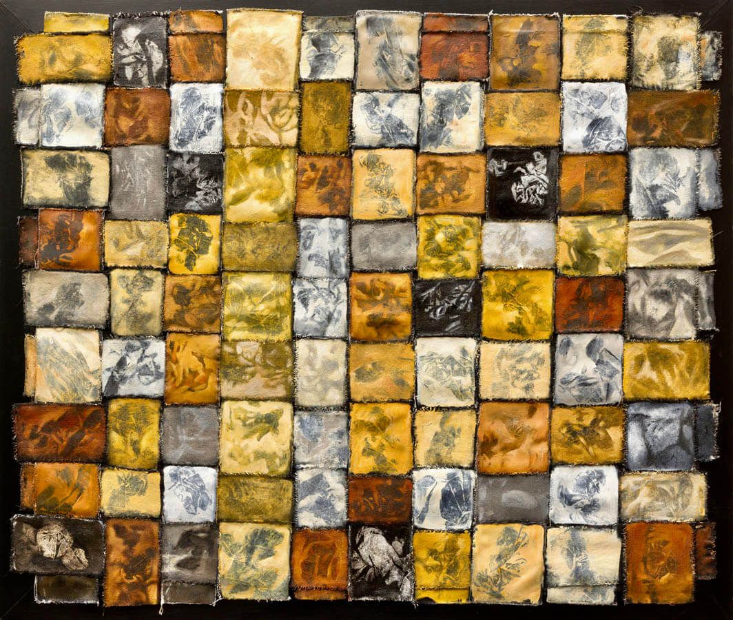 Michelle Miller abstract painting called Fossil, 30 x 34 inches on canvas