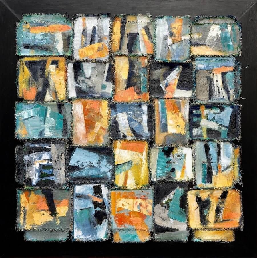 Michelle Miller abstract painting called Sticks Stones, 24 x 24 inches on canvas