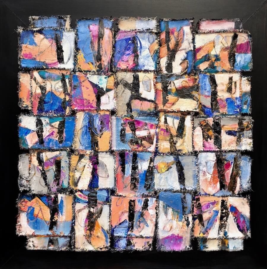 Michelle Miller abstract painting called Wings to Petals, 24 x 24 inches on canvas