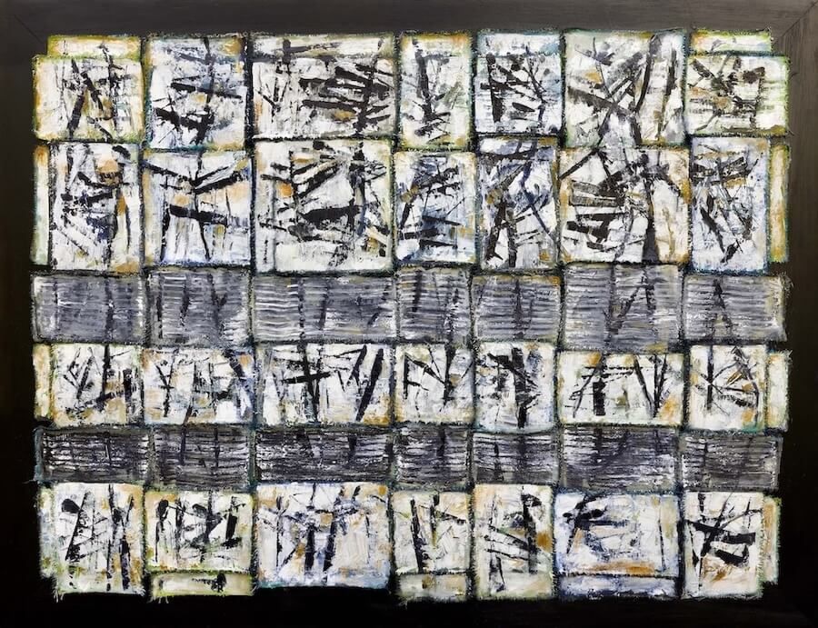 Michelle Miller abstract painting called Echoes of a Forest, 31 x 40 inches on canvas