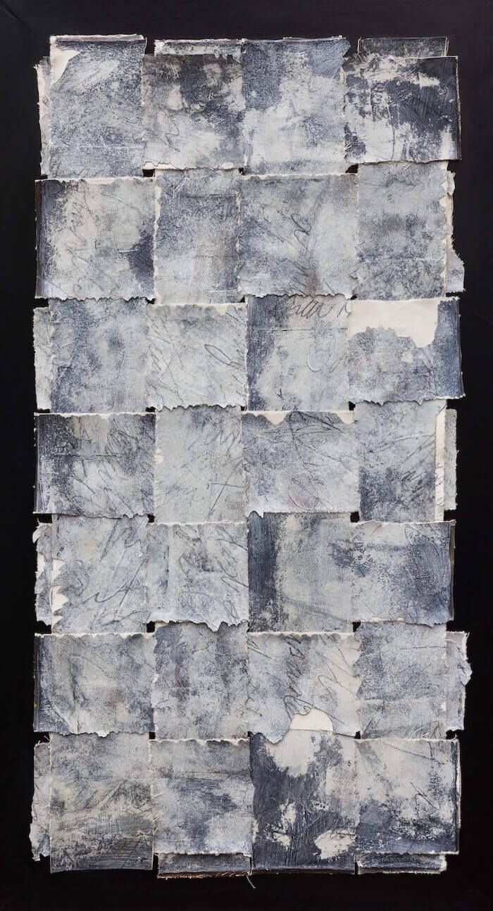 Michelle Miller abstract painting called Words Not Forgotten, 40.5 x 21.75 inches on canvas