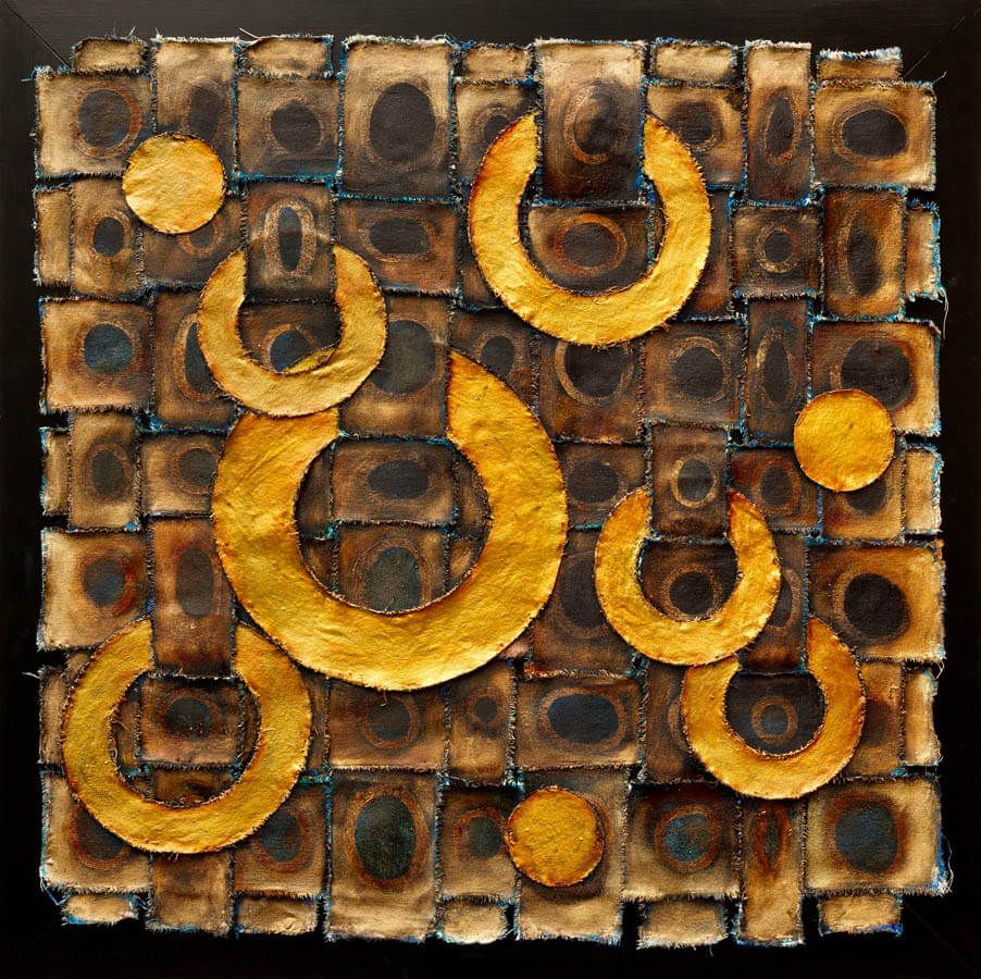 Michelle Miller abstract painting called Smoke Signals, 36 x 36 inches on canvas